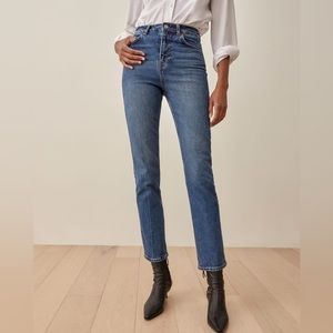 Reformation Liza High Rise Straight Leg Denim Jeans in Lanai Medium Wash size 23